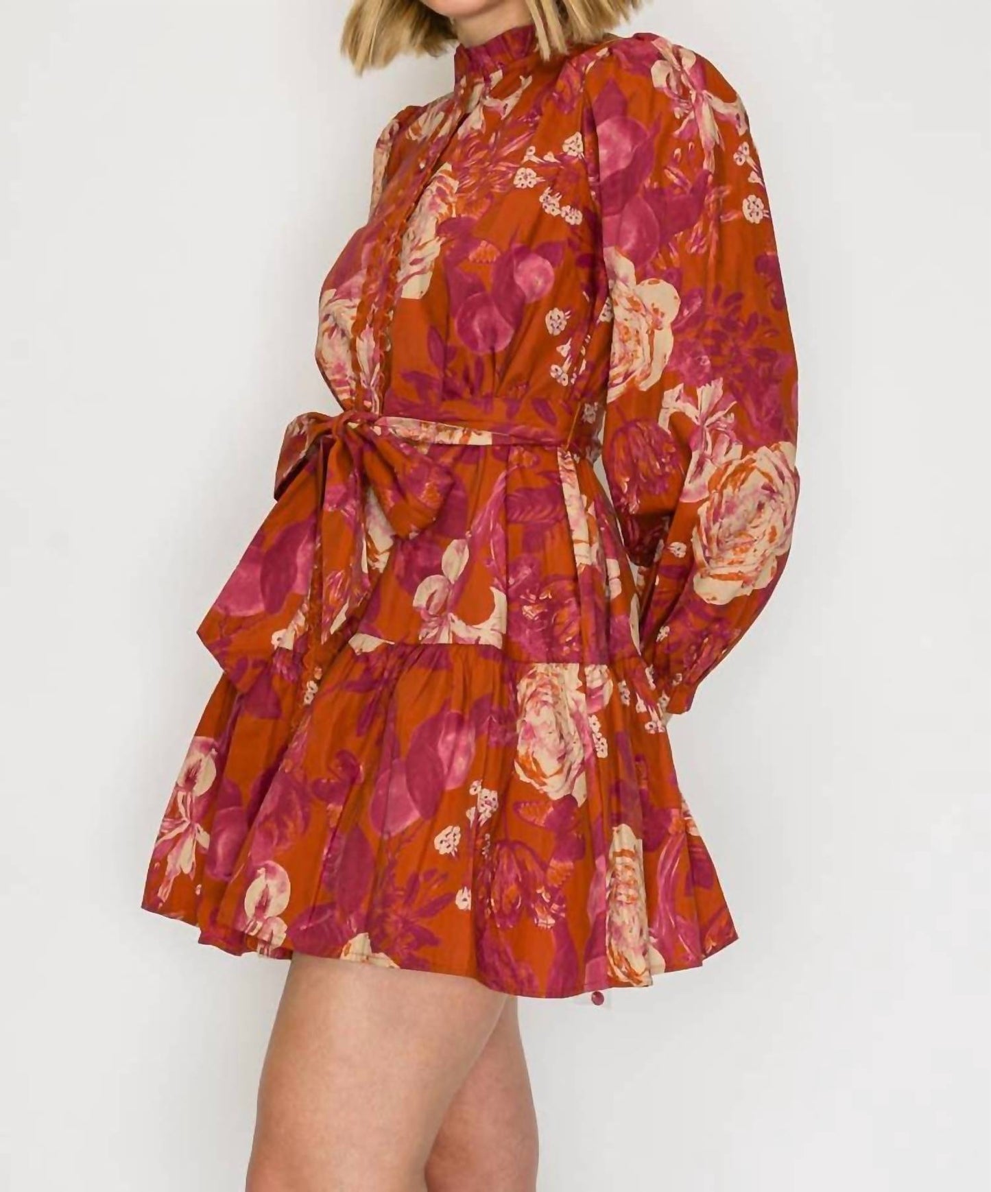 Rustic Rose Print Mini Dress