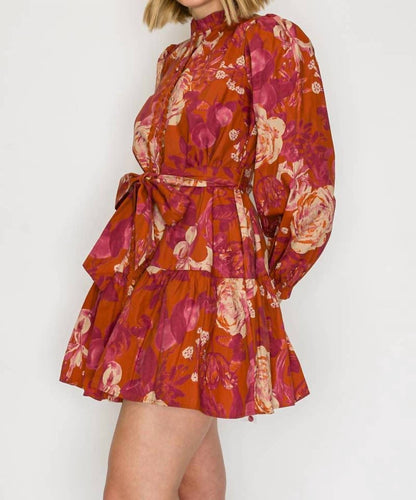 Rustic Rose Print Mini Dress