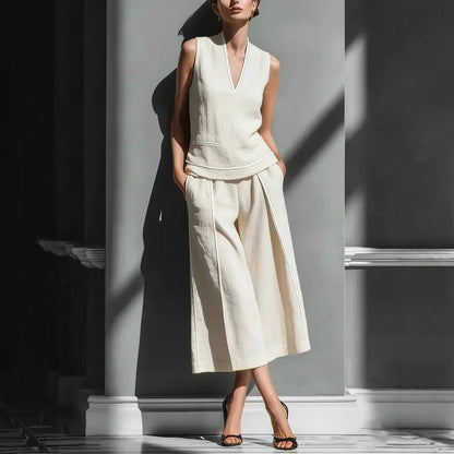 Casual Comfort Womens Sleeveless Linen Shirt Set (see size chart under more details)