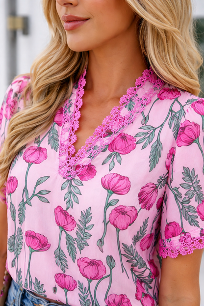 Ruby Detail Frilled Summer Blouse