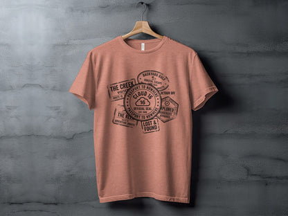 Rugged Wanderlust Passport Stamp Graphic Wilderness Shirt
