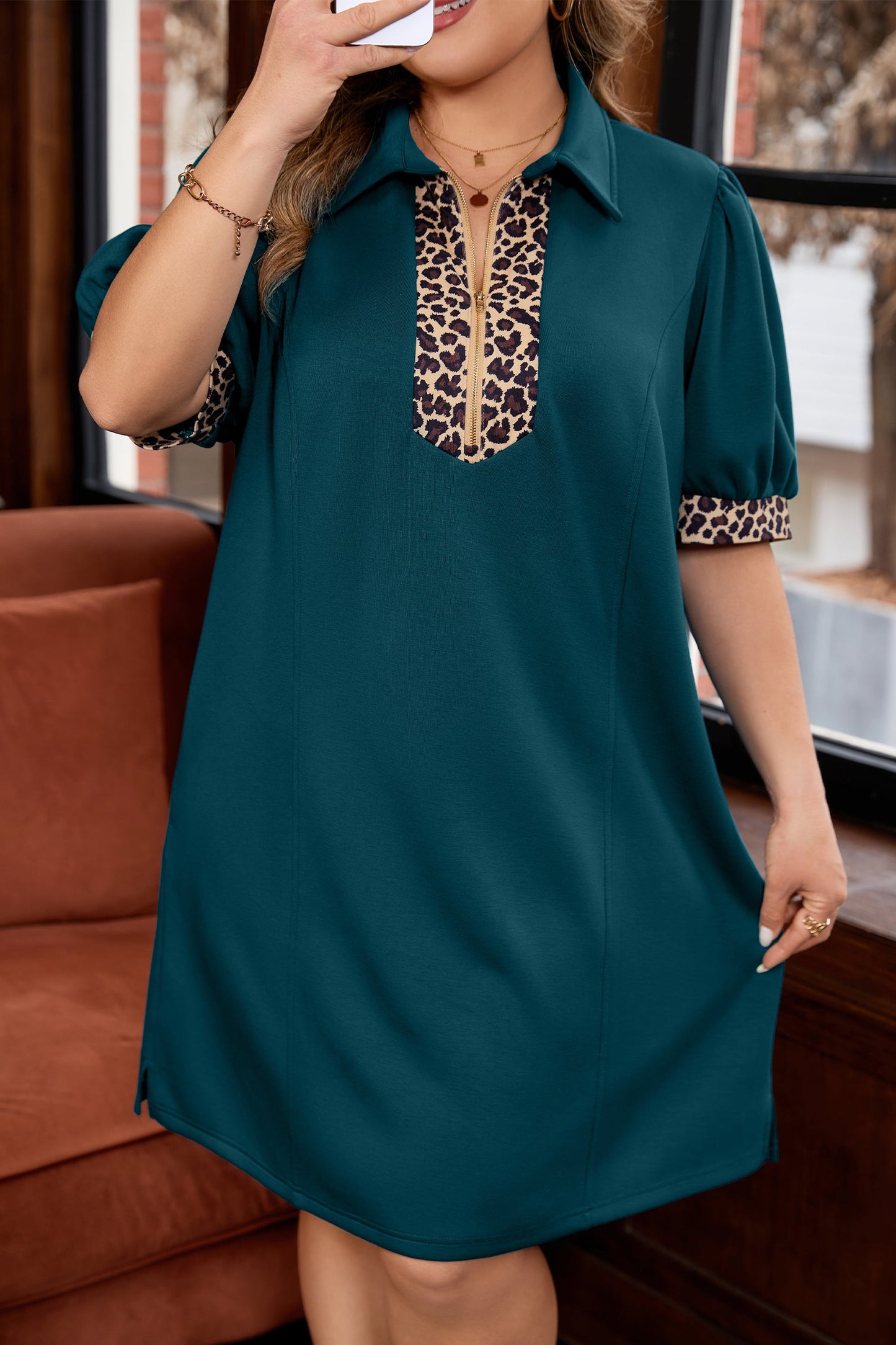 Keily Zip Collared Mini PLUS Dress