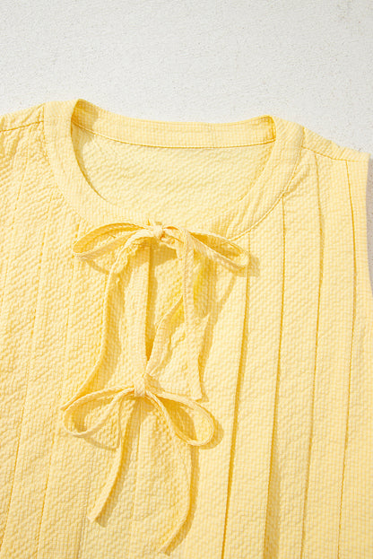 Kenzie Notched Pleated Tank Top