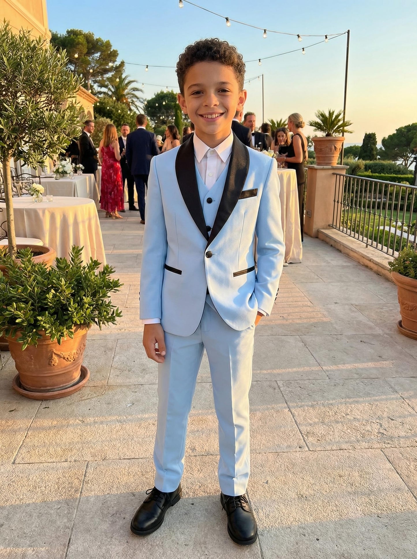 Boy Suits Tuxedo Slim Fit Suit for Boys Kids Toddler Dress Outfit with Coat, Pants, Vest Set No Tail