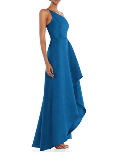 One-shoulder Twill High-low Gown