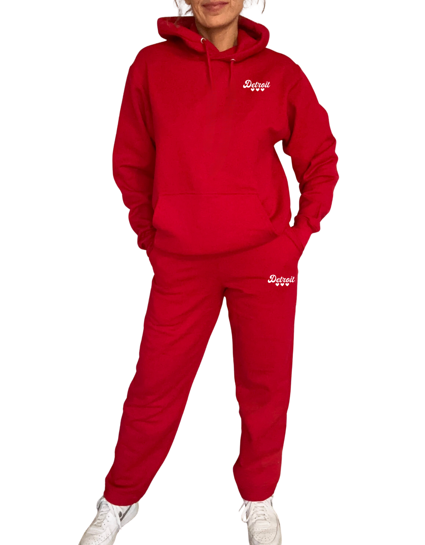 Red Detroit Minimalist Sparkle Sweatsuit