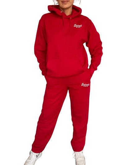 Red Detroit Minimalist Sparkle Sweatsuit