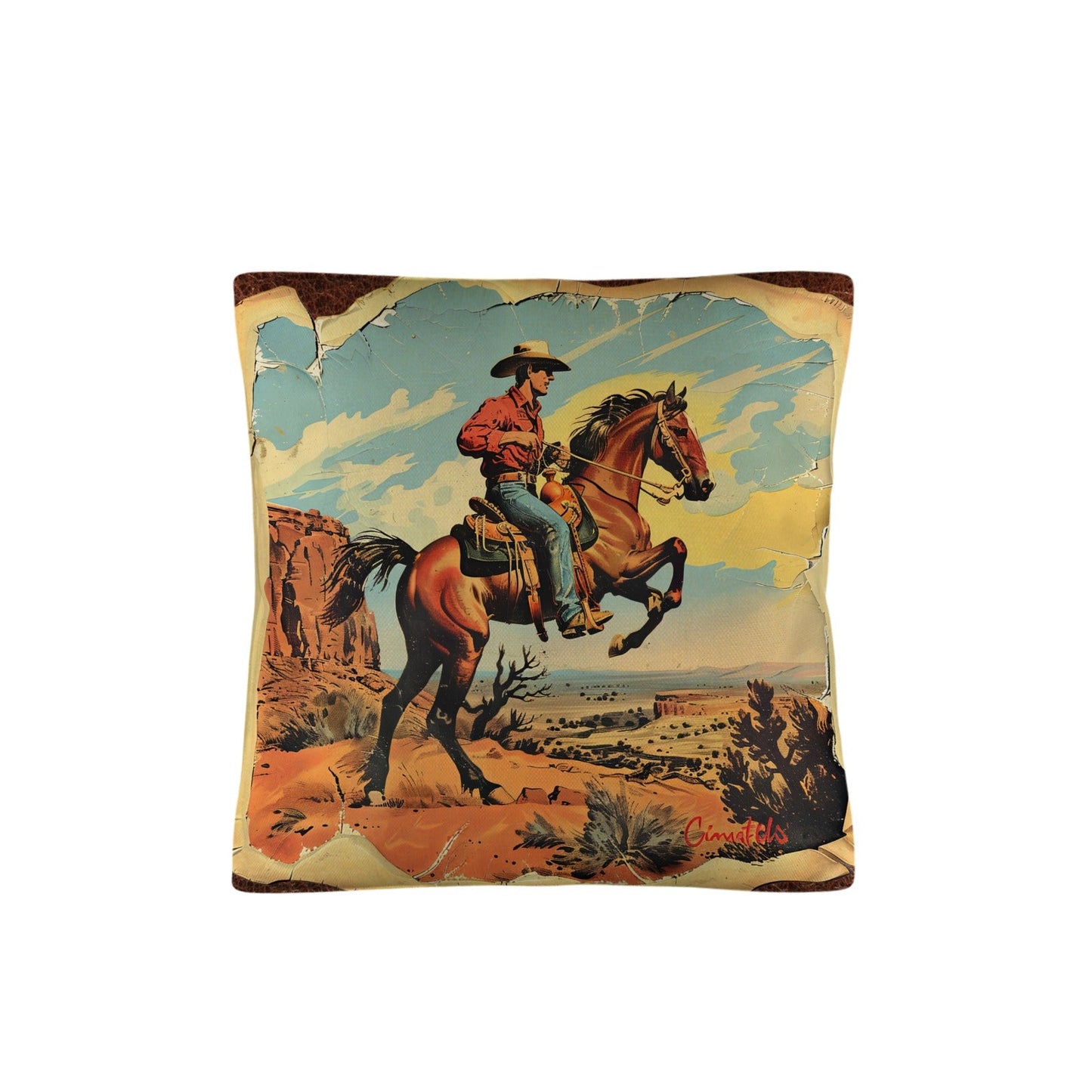 Baha Ranch Vintage Cowboy Pillow Case Made in America