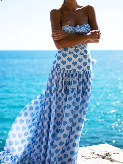 Printed One-Piece Swimwear and Skirt Set