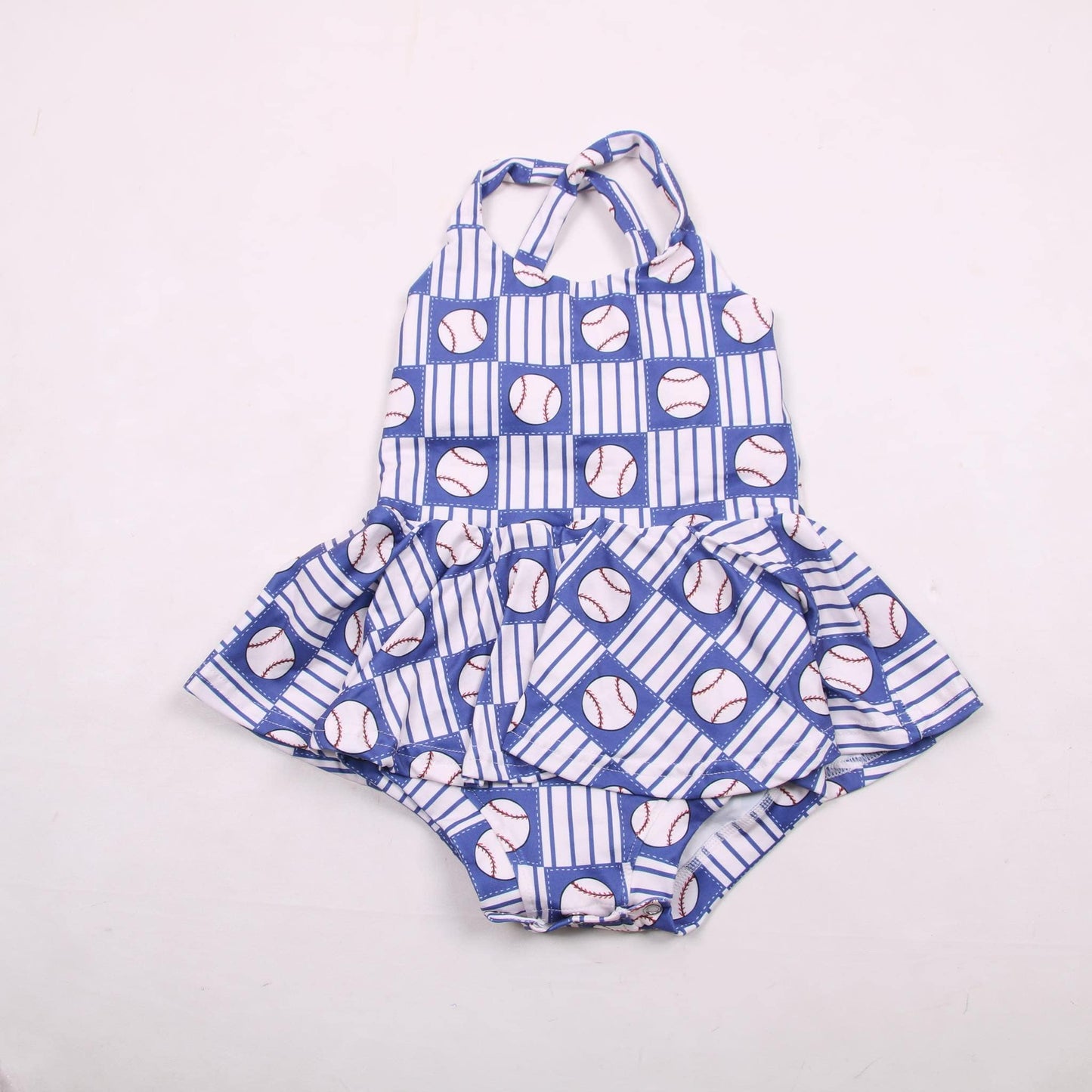 Baseball skirted romper