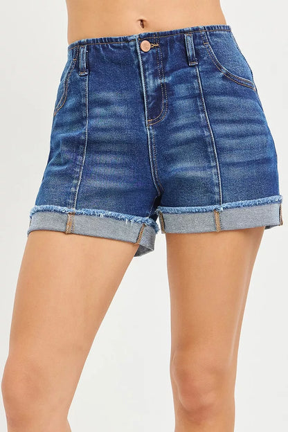 RISEN Slouchy Cuffed Denim Shorts