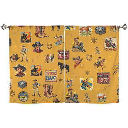 Baha Ranch Vintage Cowboy Collage Western Curtains 28" x 40" Made in America