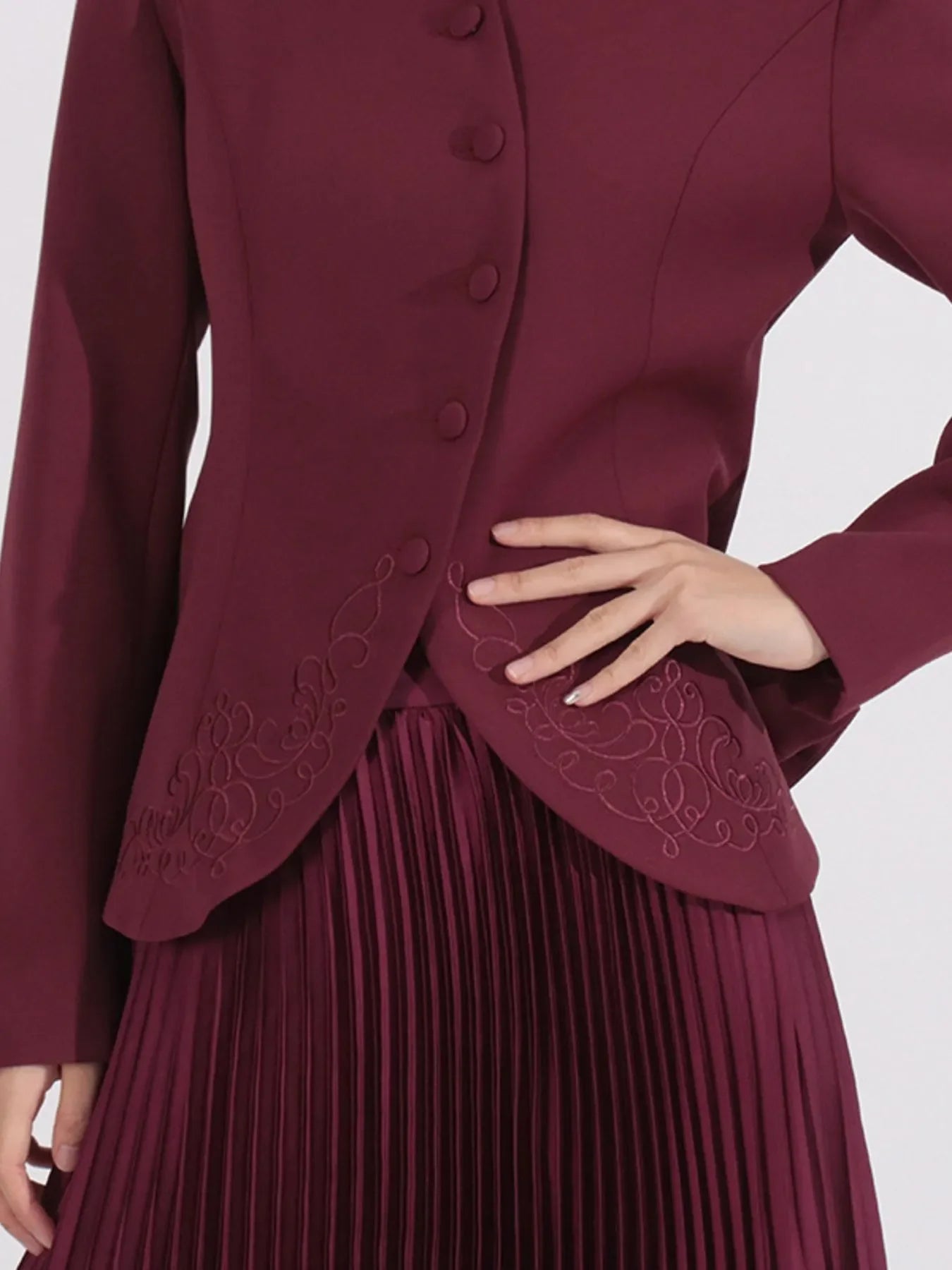 Button Up Long Sleeve Top and Pleated Skirt Set See size chart under “more details”