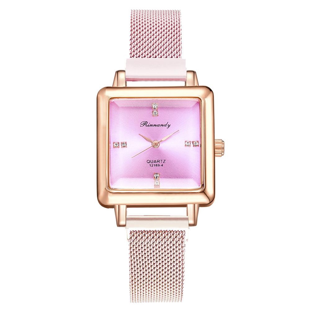 Square head fashion watch alloy mesh belt quartz watch