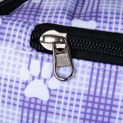 Plaid Paw Print Large Fanny Pack with 3 Zippered Pockets