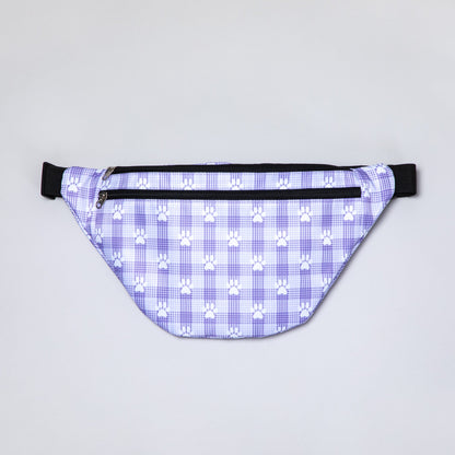 Plaid Paw Print Large Fanny Pack with 3 Zippered Pockets