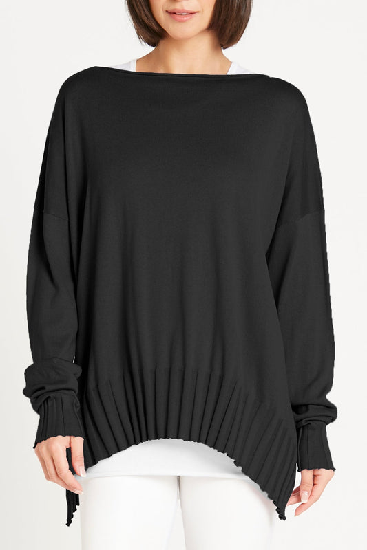 Pima Cotton Boatneck Rib - Black