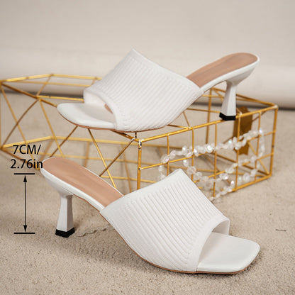 Women's Square Toe Chunky Heel Slide Sandals – Mesh Outdoor Summer