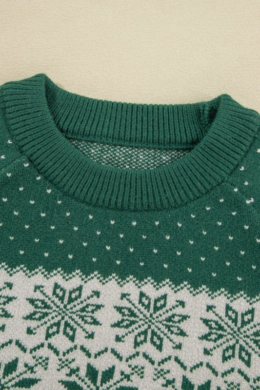 Christmas Snowflake Dotted Long Sleeve Sweater