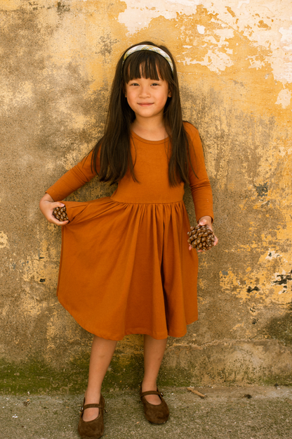 3/4 Sleeve Twirl Dress in Caramel Cafe