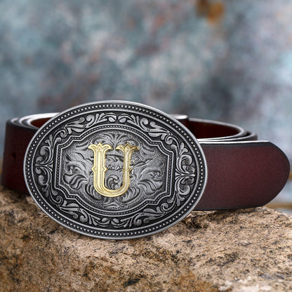 Tang Grass Pattern Letter A-Z Belt Buckle Head