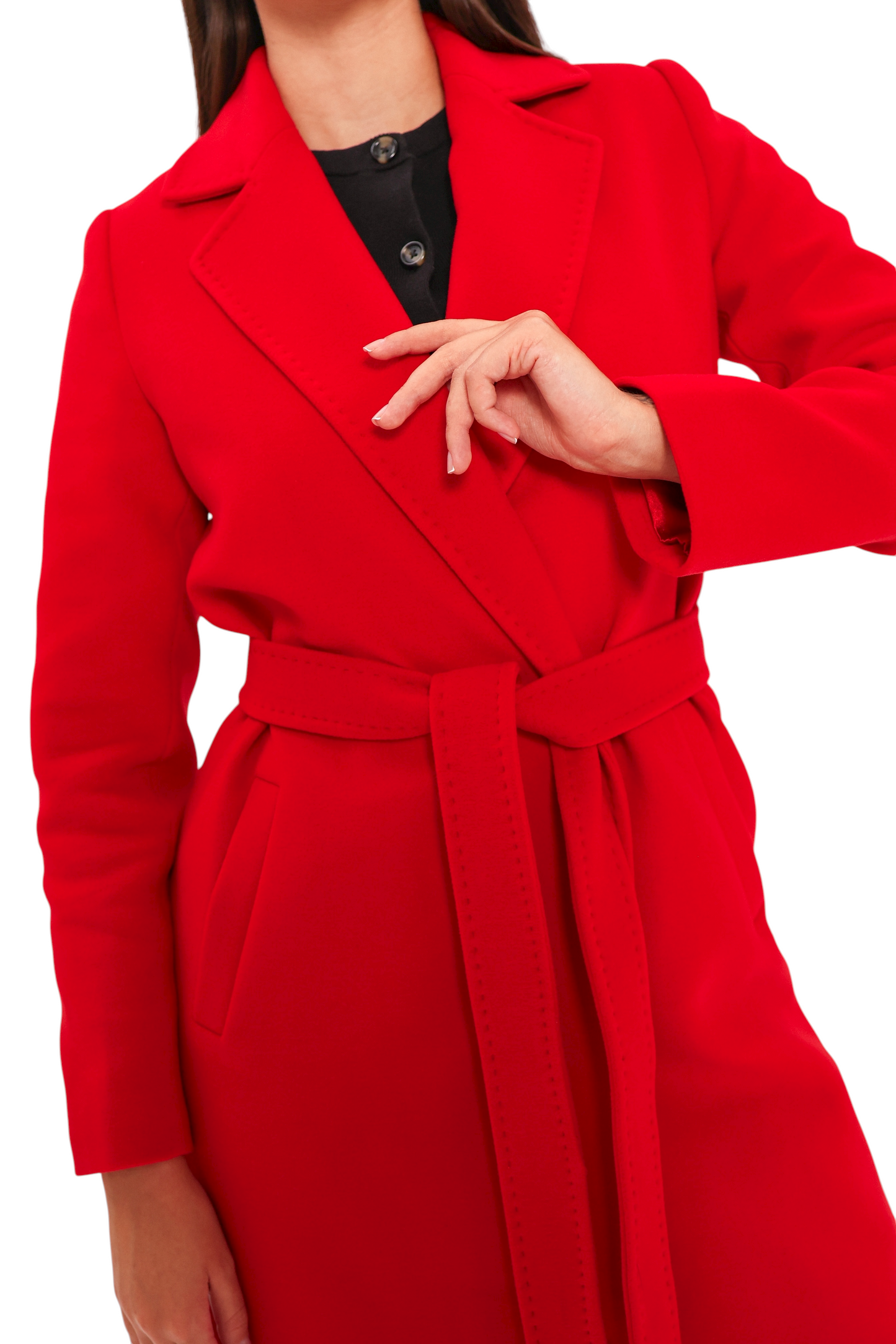 Windsor Classic Wraparound Cashmere Blend Overcoat in Red