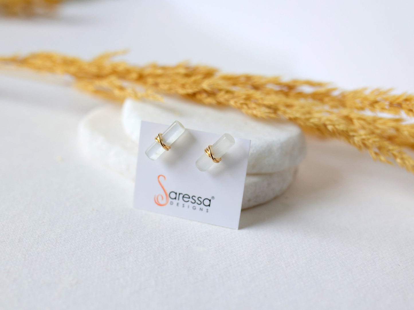 Birch Studs - Moonstone