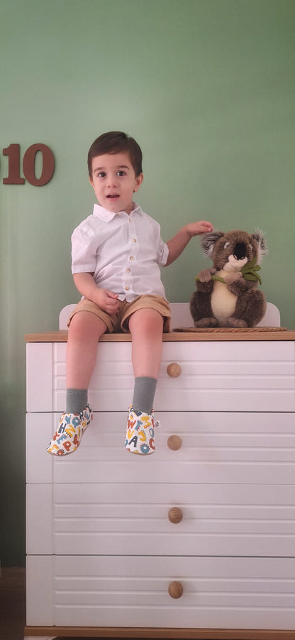 Ella Bonna Baby Moccasins, Slippers, Alfabet