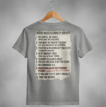 Scrappy Malone's Unofficial House Rules Tee - 100-Proof Bar Humor