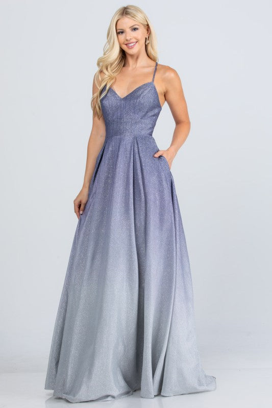 Back lace up ombré gown