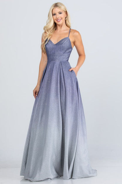 Back lace up ombré gown