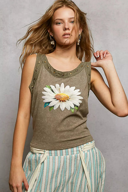 POL Floral Tank with Studs