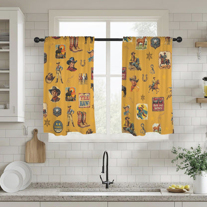 Baha Ranch Vintage Cowboy Collage Western Curtains 28" x 40" Made in America
