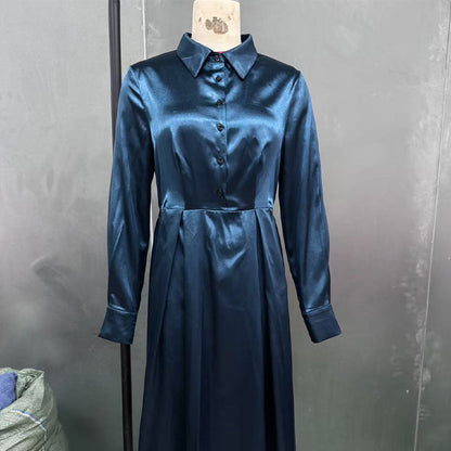 Temperament Long-sleeved Dress Autumn Solid Color A-line Skirt