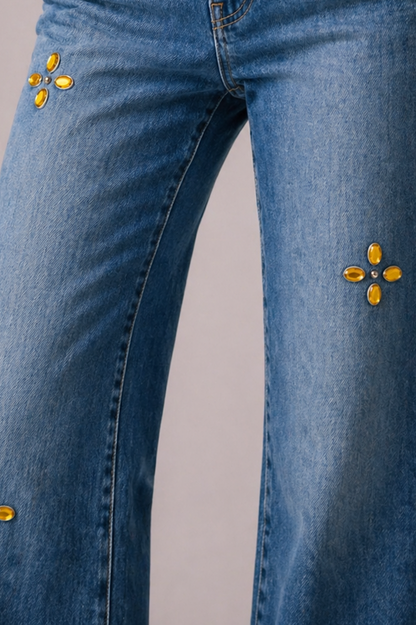 Low Rise Gem Studded Jean