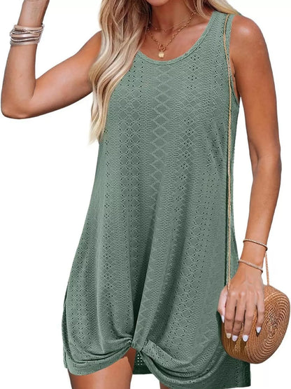 Sleeveless Knotted Hem Tank Dress