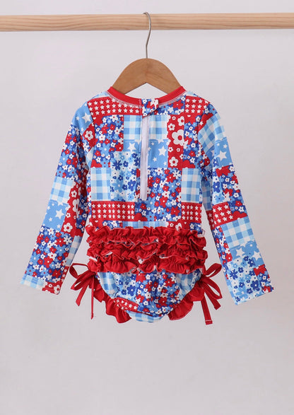 RWB floral Rash guard Swimsuit