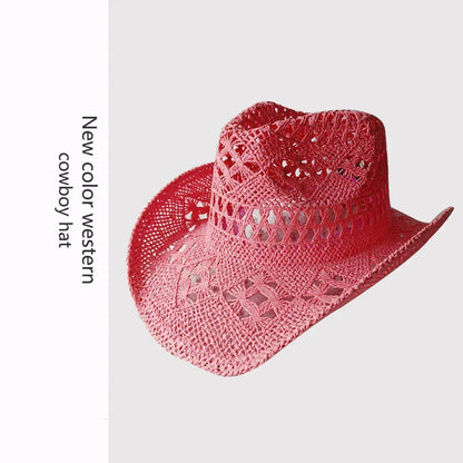 Melesh Western Women's Mint Green Cowboy Hat Straw Cowboy Hat Plasticity Strong Wide Brim Sunshine Beach Western Cowboy Hat