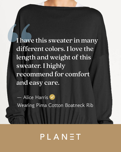 Pima Cotton Boatneck Rib - Black