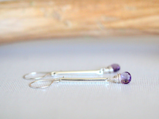 Amethyst Bar Earrings