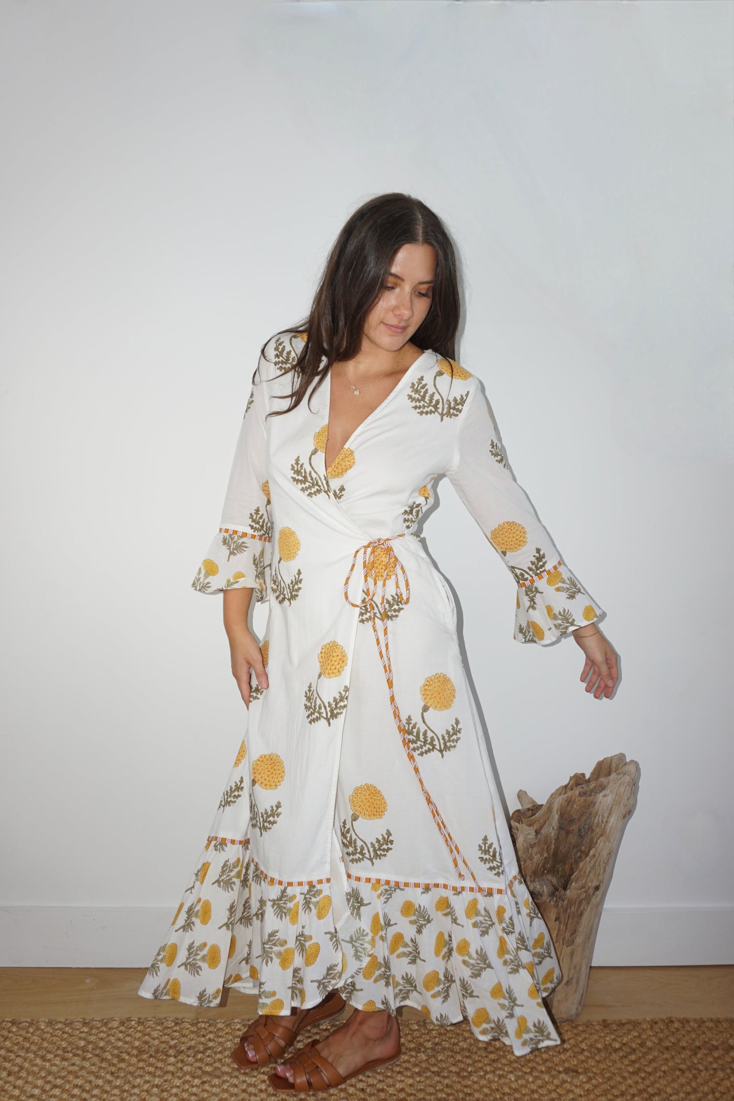 Rhode Wrap Dress in Marigold