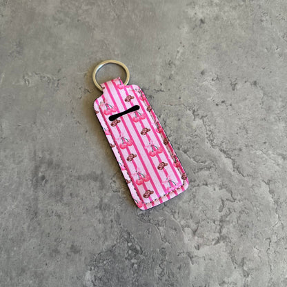 Chapstick Holder Keychain – Cow Print, Camo Pink Bow, Cowboy Toile, Barn Toile, croquette, duck, moon