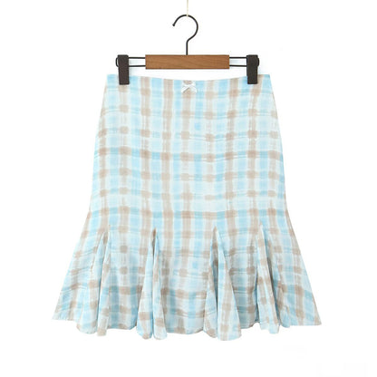 Spicy girl big plaid small suspender+plaid skirt set