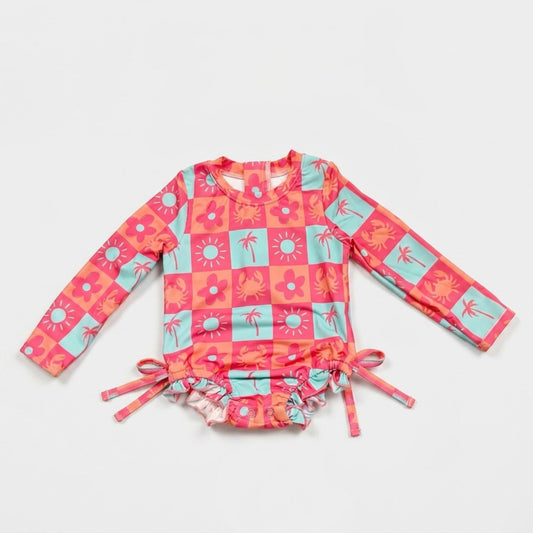 Tropical crab rash guard Swimsuit