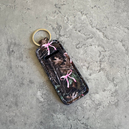 Chapstick Holder Keychain – Cow Print, Camo Pink Bow, Cowboy Toile, Barn Toile, croquette, duck, moon