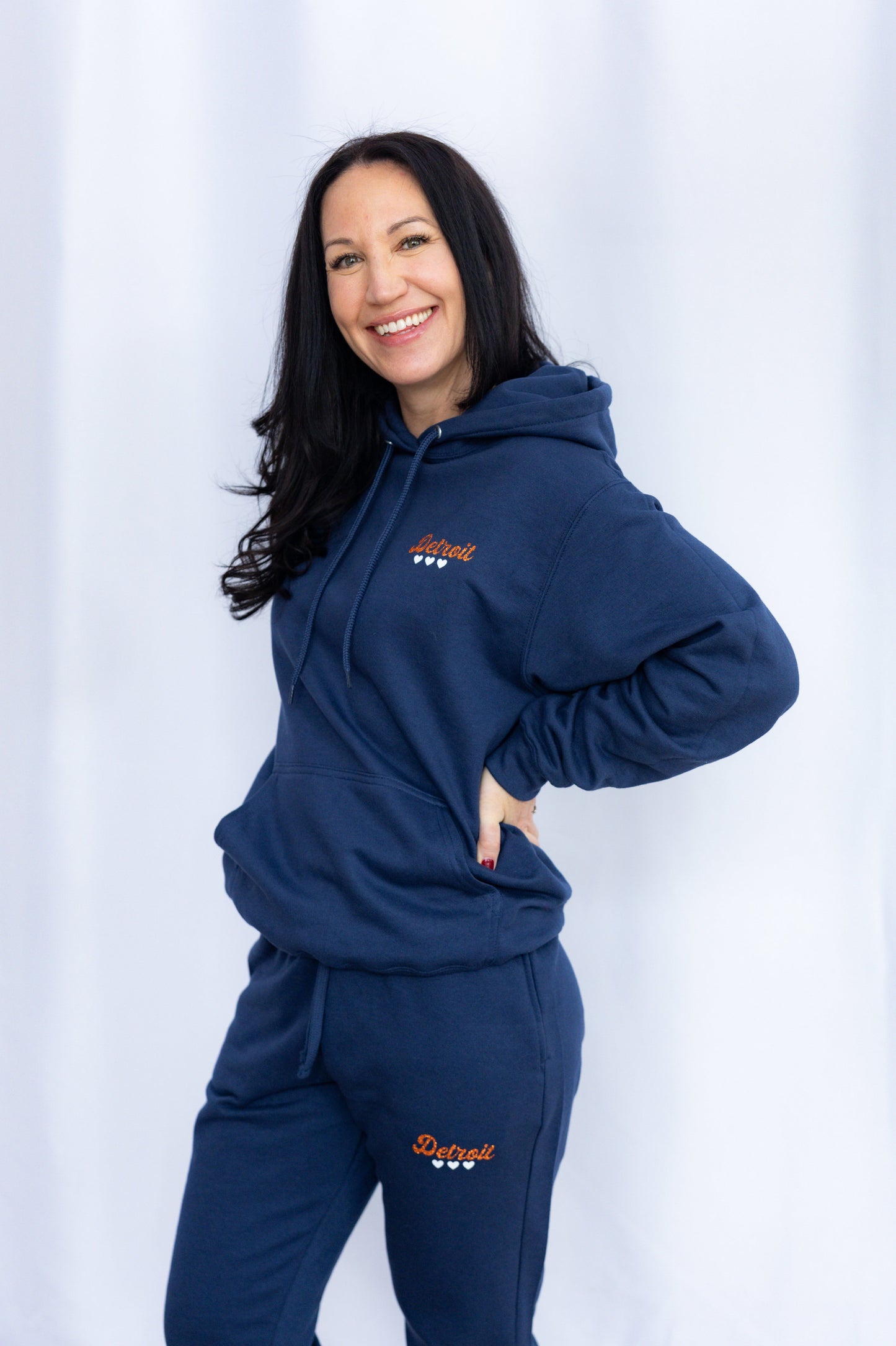 Navy Blue Detroit Minimalist Sparkle Sweatsuit