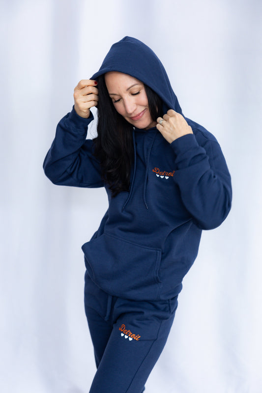 Navy Blue Detroit Minimalist Sparkle Sweatsuit
