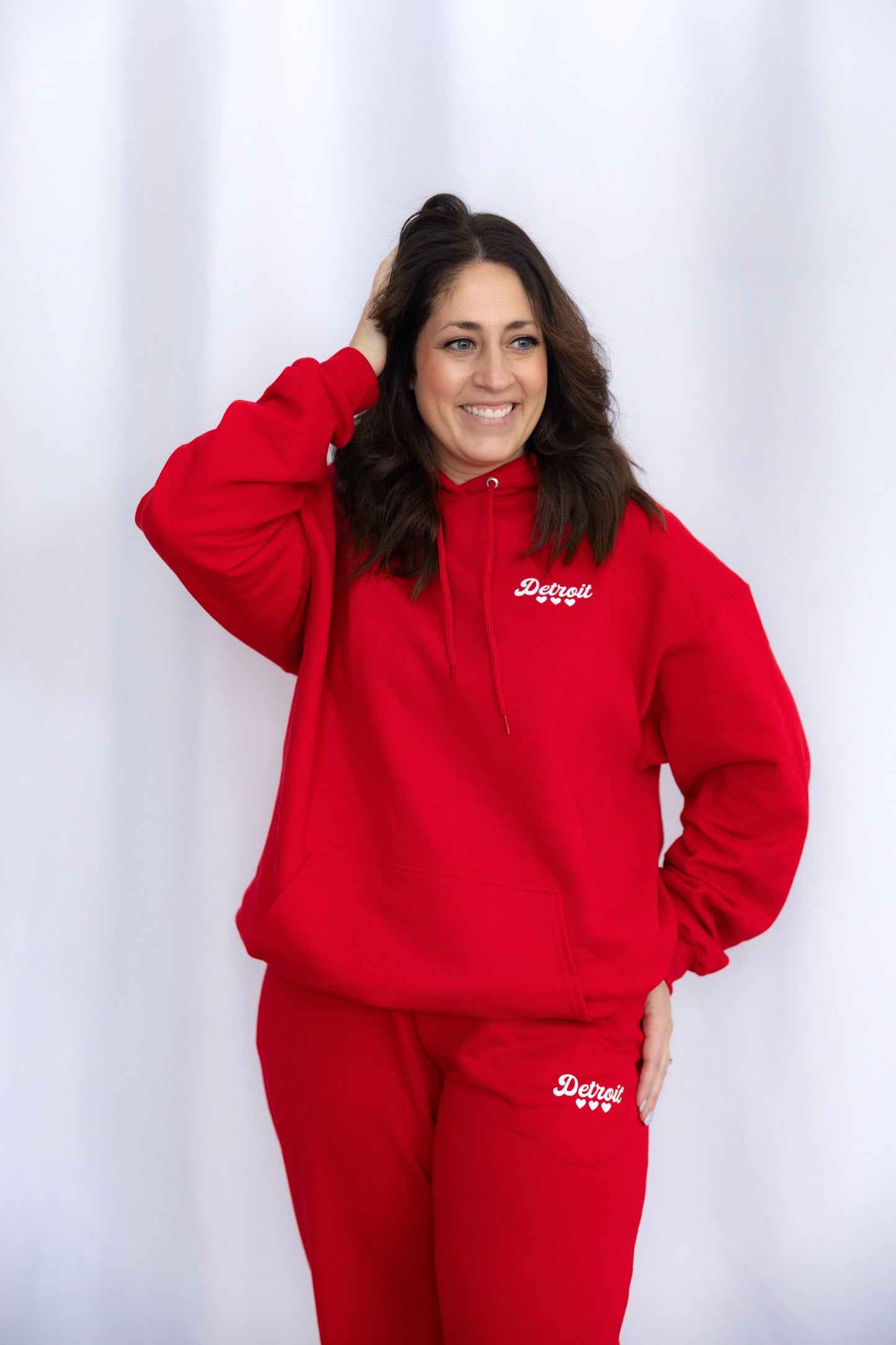 Red Detroit Minimalist Sparkle Sweatsuit