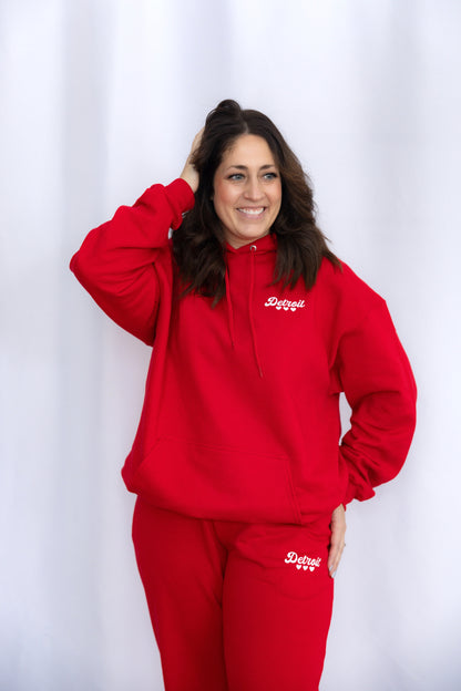 Red Detroit Minimalist Sparkle Sweatsuit