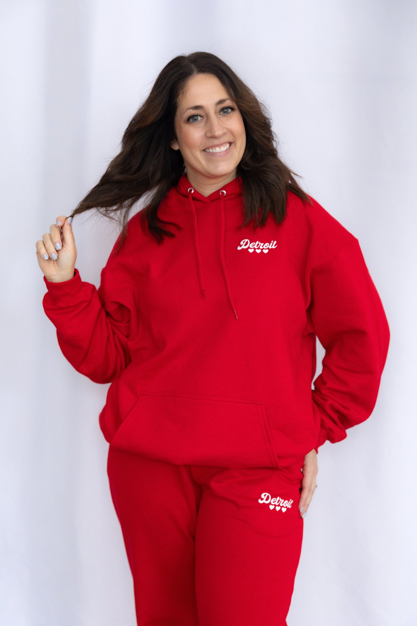 Red Detroit Minimalist Sparkle Sweatsuit